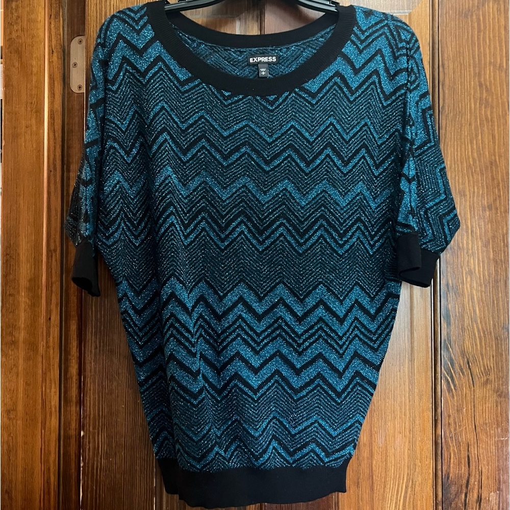 Express Sparkly Zig Zag Pattern Top - image 1